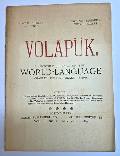 1889 volapuk journal - volapuk, world